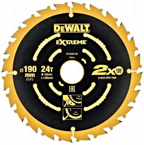 Fa lemez widia dewalt 190x24zx30