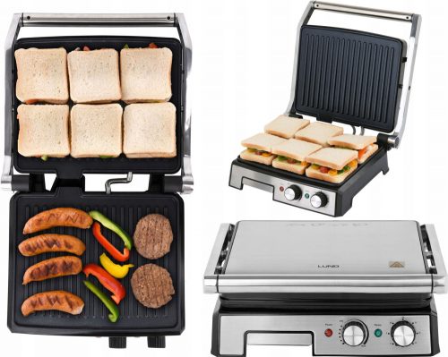  Kontakt, panini, összecsukható elektromos grill Lund 67457 ezüst/szürke 2000 W