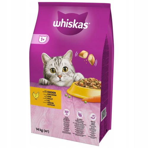 Granulátum macskáknak - Whiskas felnőtt csirkeszáraz étel 14 kg -os macskához