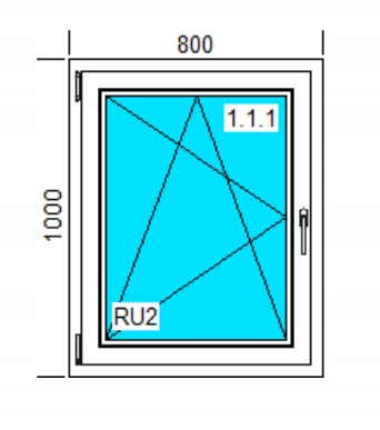 ABLAK PVC 800x1000 RU FEHÉR, BAL