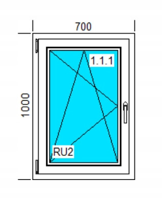 Ablak - PVC Windows 700x1000 Ru White, balra