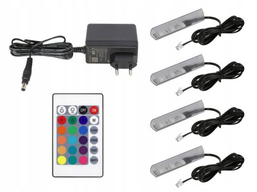 4 pontos RGB LED klip üvegpolchoz TELJES KÉSZLET