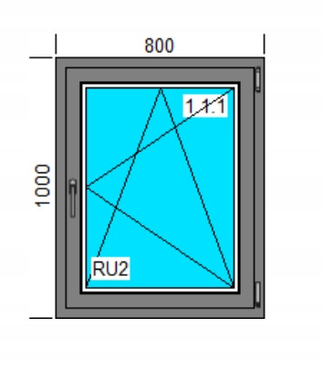 ABLAK PVC 800x1000 RU KÜLSŐ SZÍN ANTRACIT, JOBB