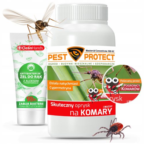  Pest Protect szúnyogriasztó folyadék 250 ml + CleanHands fertőtlenítő folyadék 0,05l kéz- és bőrfertőtlenítő oldat