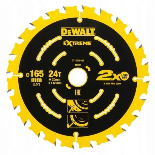  Fa fűrészlap 165mm 24z DEWALT EXTREME DT10300