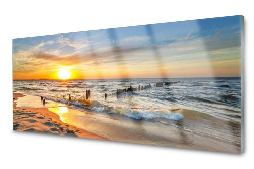 Falfestészet - Üvegnyomat Sea Sunset Beach 125x50