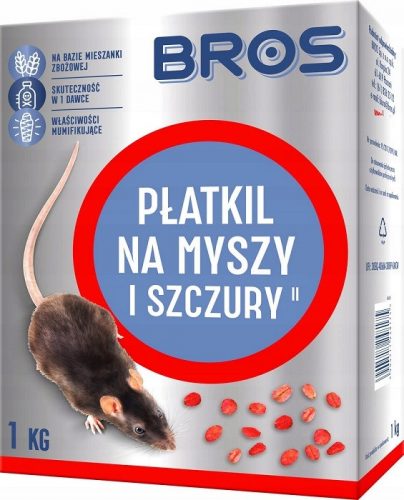 Egerek és patkányok elleni védelem - Bros PŁATKIL méreg Egereknek és patkányoknak pehely 1kg