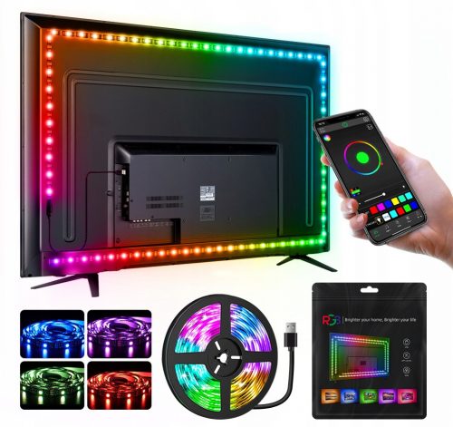 RGB USB LED szalag Bluetooth TV háttérvilágítás 3M színes szabályozás színes