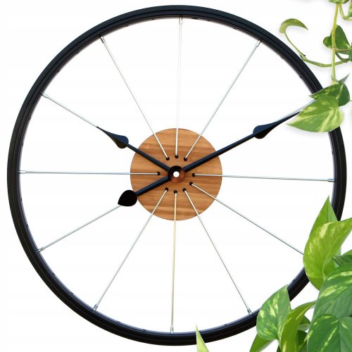 Óra - ModernClock falióra, fekete, barna árnyalatai, 42 cm