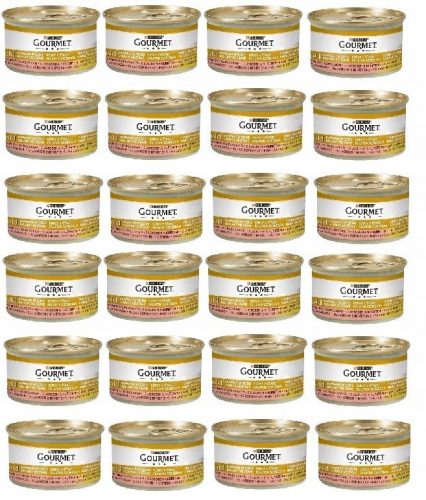 Konzerv macskáknak - GOURMET GOLD lazac csirkével mártásban 24x85g