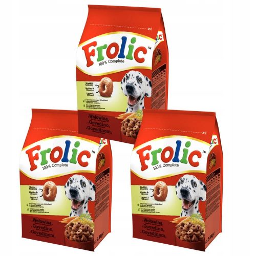 Száraz kutyaeledel - Frolic marhahús, zöldségek és gabonafélék 3 x 2,8 kg