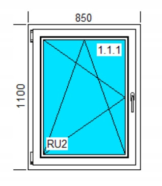 Ablak - PVC Windows 850x1100 Ru White, balra