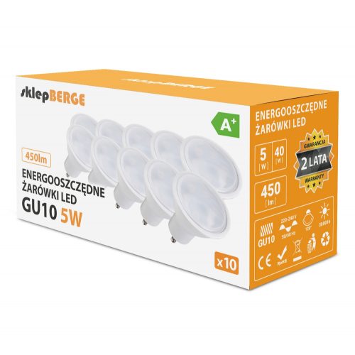 GU10 5W LED -izzó (10db szett) hatékony