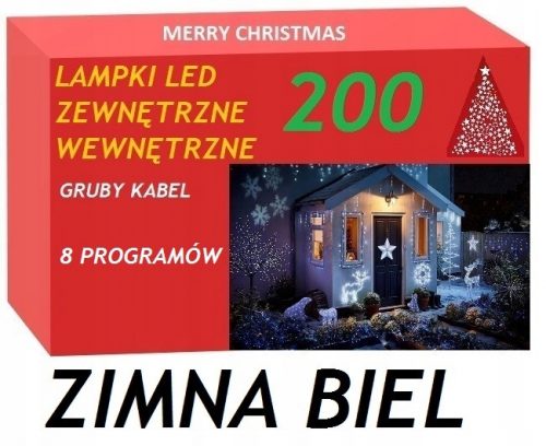 Karácsonyi fények - 200 LED hideg fehér karácsonyfa lámpák/hívás