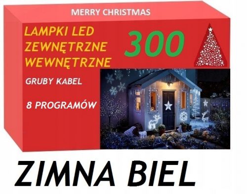 Karácsonyi fények - 300 LED hideg fehér karácsonyfa lámpák/hívás