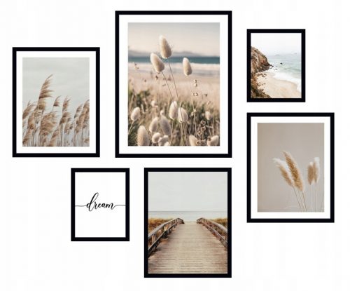 Falfestészet - 6x KERET KÉP PLAKÁT BOHO FRAME PAMPAS GRASS