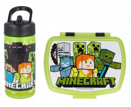  Stor Minecraft üveg 410 ml + Minecraft Lunch box Creeper ebéddoboz