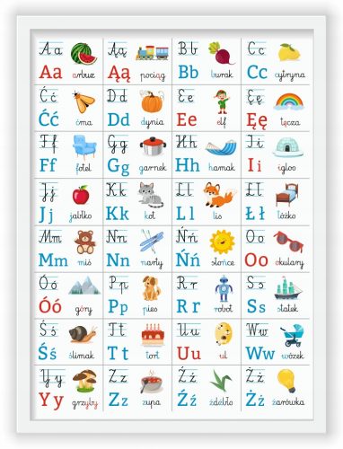 Kép a gyerekszobába - Ábécé - Levelek - Oktatási plakát a 40x30 -as keretben