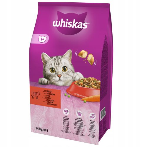 Granulátum macskáknak - Whiskas macskaeledel marhahússal 14kg