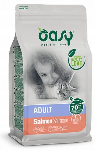 Granulátum macskáknak - Oasy SALMON szárazeledel felnőtt macskáknak - 1,5 kg