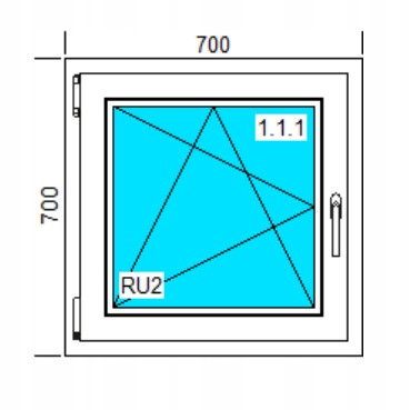 Ablak - PVC Windows 700x700 Ru White, balra