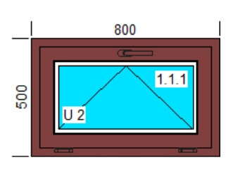 Ablak - PVC Windows 800x500 U Dark Oak Bilateral