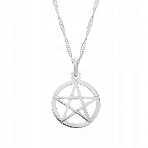  Ezüst pentagramos nyaklánc, fehér pentacle csillag