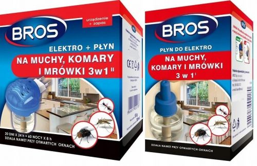  Folyadék szúnyogok, hangyák, legyek ellen Bros 0,25 kg 30 ml + Folyadék rovarölő elektrofüstölőhöz Bros 30 ml