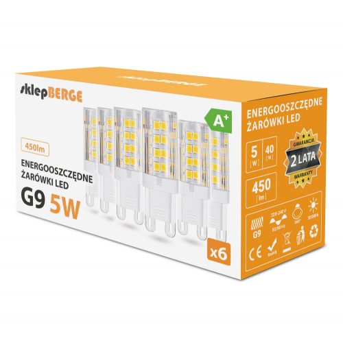 6x LED G9 5W = 45W 450 lm 3 Berge színek