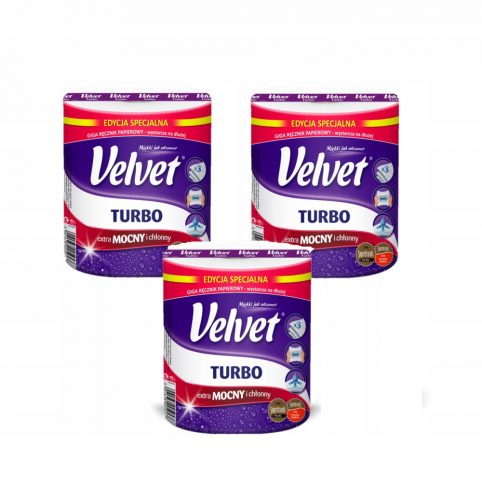 Konyharuha - VELVET Papírtörlő SUPER STRONG Turbo 3 rétegű, 3 db