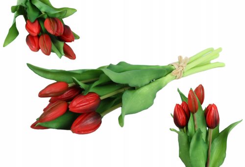 Művirágok, gyümölcsök - Martom tulipán csokor 33 cm, 7 db, piros