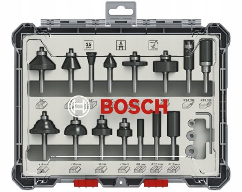 Bosch -készlet 15 fa vágó 6 mm -es markolat