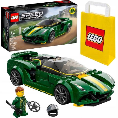  LEGO Speed Champions 76907 Lotus Evija + LEGO papírtáska 6315786 sárga 24x8x18 cm