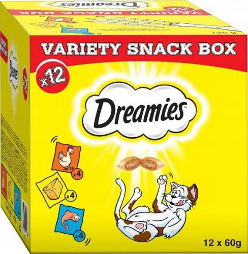 Macskaeledel, finomság macskáknak - Dreamies Mega Box Mix ízek egy macska 12x60g -hoz