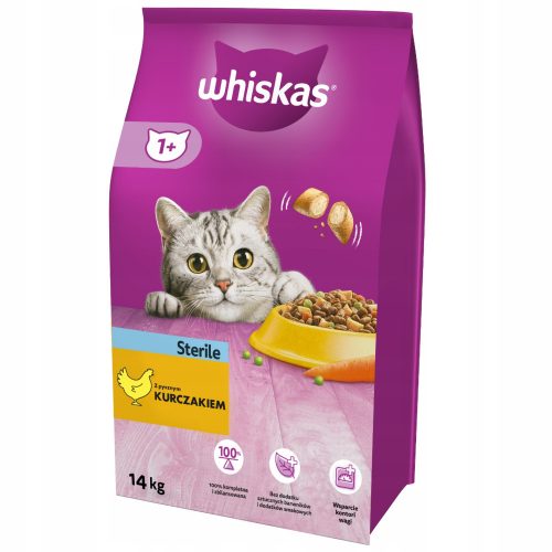 Granulátum macskáknak - Whiskas steril felnőtt egy macskához 14 kg -os csirkével