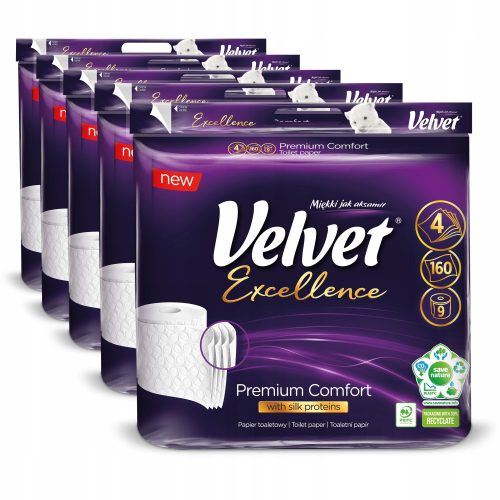 Vécé papír - Velvet Premium Comfort WC papír 5x9 tekercs