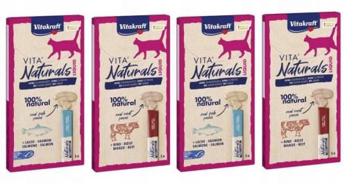 Macskaeledel, finomság macskáknak - Vitakraft Naturals folyékony snack keverék 20x15g