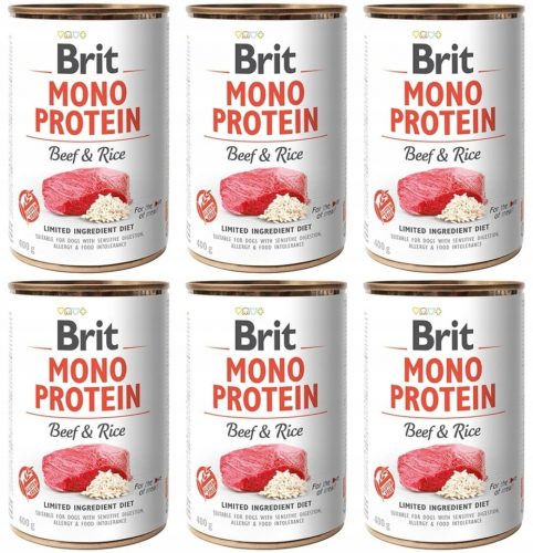 Nedves kutyaeledel - Brit Mono protein marhahús és rizs 6 x 400 g