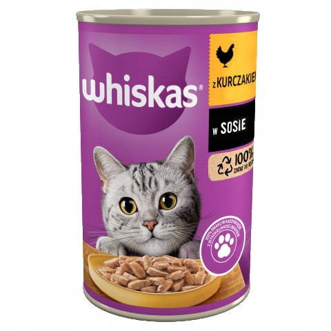 Konzerv macskáknak - Whiskas nedves csirke 24x400 g mártással