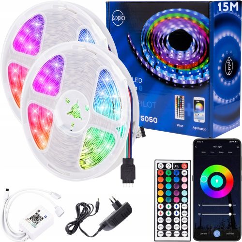 RGB LED szalag 15 m + Bluetooth távirányító