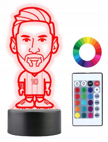 Gyermek éjszakai lámpa - Éjszakai lámpa a Leo Messi 3D LED labdarúgó névvel