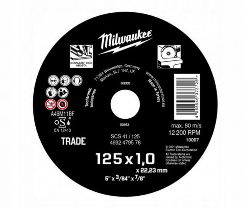 Milwaukee Fémvágó tárcsák 125x1 Inox 25