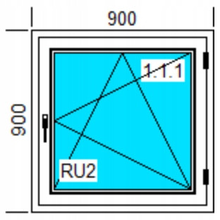 Ablak - PVC ABLAKOK 900x900 RU FEHÉR, JOBBRA