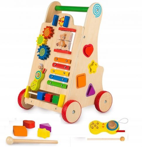 Nyomja és húzza játék - Fa tolóhely Walker Ride Sorter Montessori