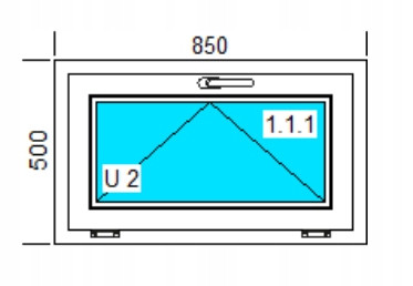 Ablak - PVC ABLAK 850x500 U FEHÉR