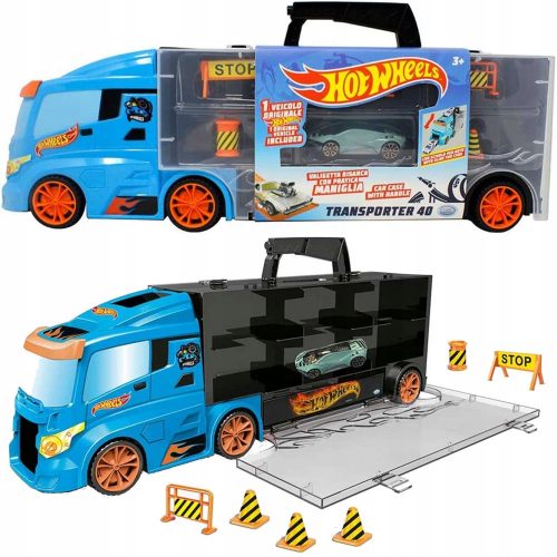 Játékautó készlet - HOT WHEELS TRANSPORTER VERSENYAUTÓ + AUTÓJELZÉSEK