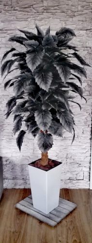 Művirágok, gyümölcsök - Mesterséges ficus ficus 140 cm fehér fekete edény