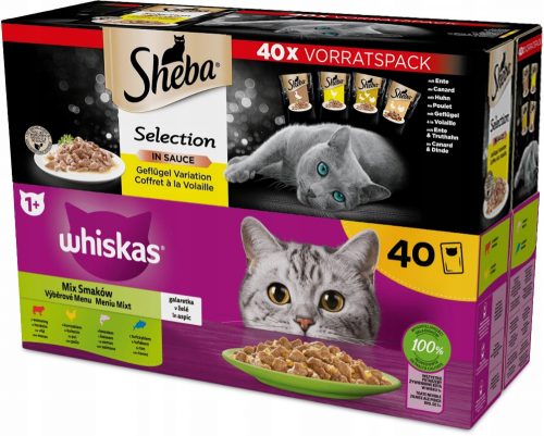 Konzerv macskáknak - Sheba Food Sauce 40x85g Whiskas Jelly 40x85g