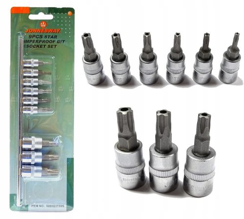  Jonnesway Torx imbuszkulcs készlet 1/4" és 3/8" aljzatokkal S08H23TS9S