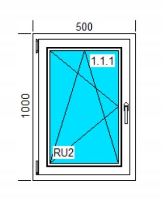 Ablak - PVC Windows 500x1000 Ru White, balra